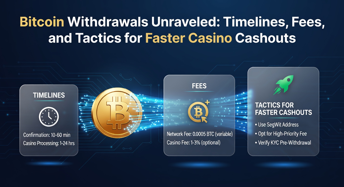 Grafiek die de gemiddelde Bitcoin uitbetalingstijden in online casinos weergeeft, met blokken voor verwerking en blockchain-bevestigingen
