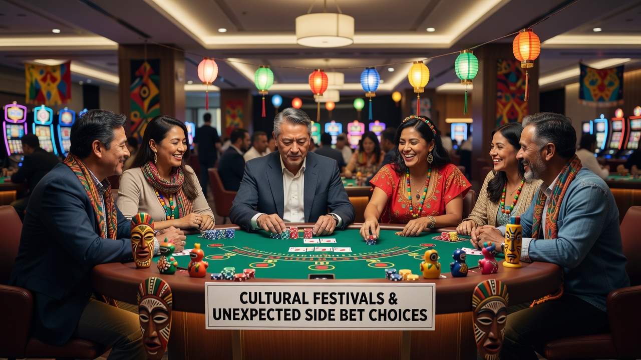 Spelers bij blackjack tafels tijdens festivalperiodes met focus op side bet opties