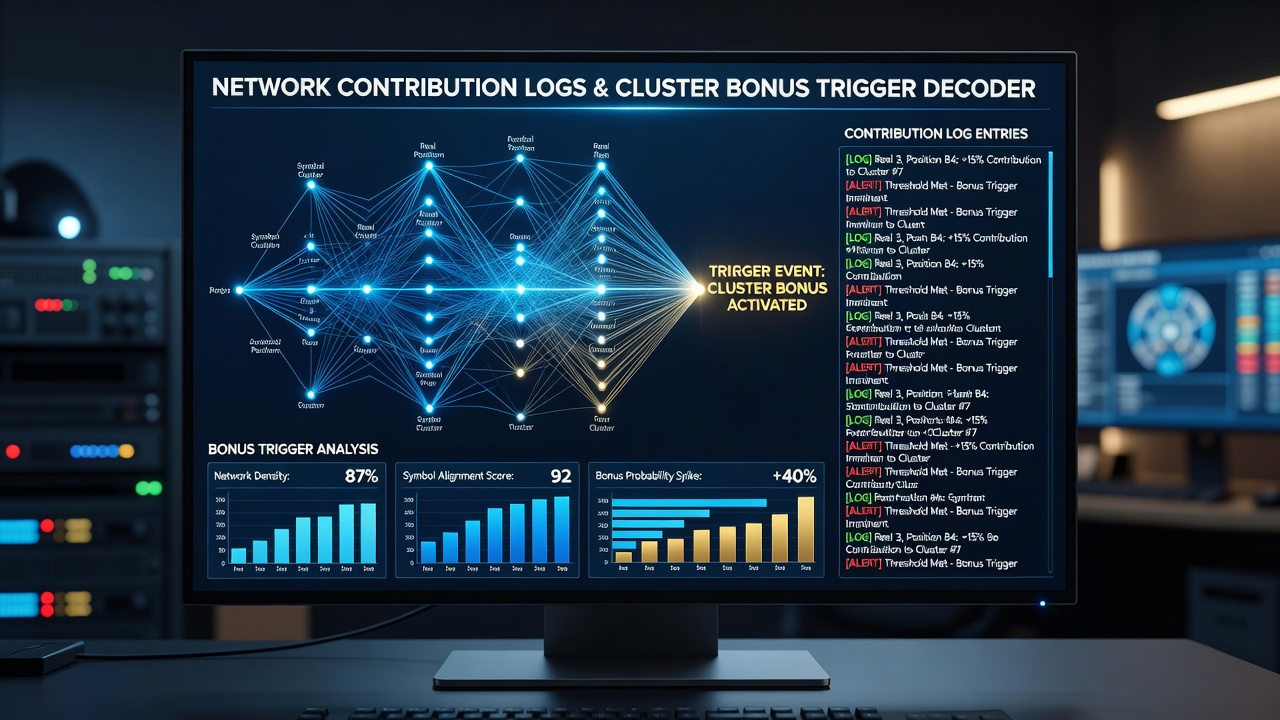 Voorbeeld van cluster pays activatie en log data in video slots