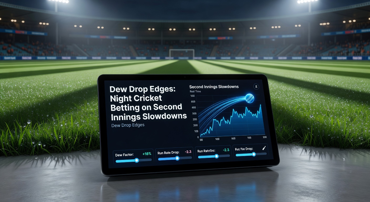 Close-up van een cricketbal bedekt met dauw tijdens een nachtmatch, bowler droogt hem af