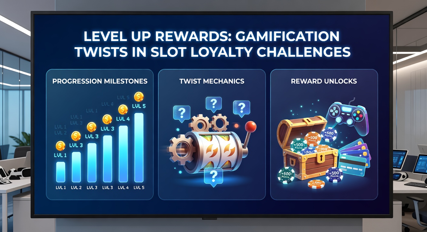 Voorbeeld van een gamified slot-interface met level-progressie, badges en een quest-tracker in een loyaliteitsapp