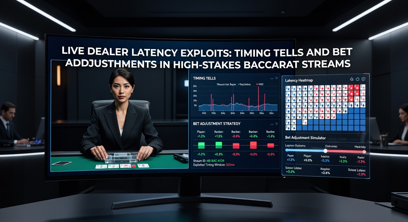Grafiek met latency-grafieken en timing tells in een high-stakes baccarat sessie, inclusief bet adjustment overlays