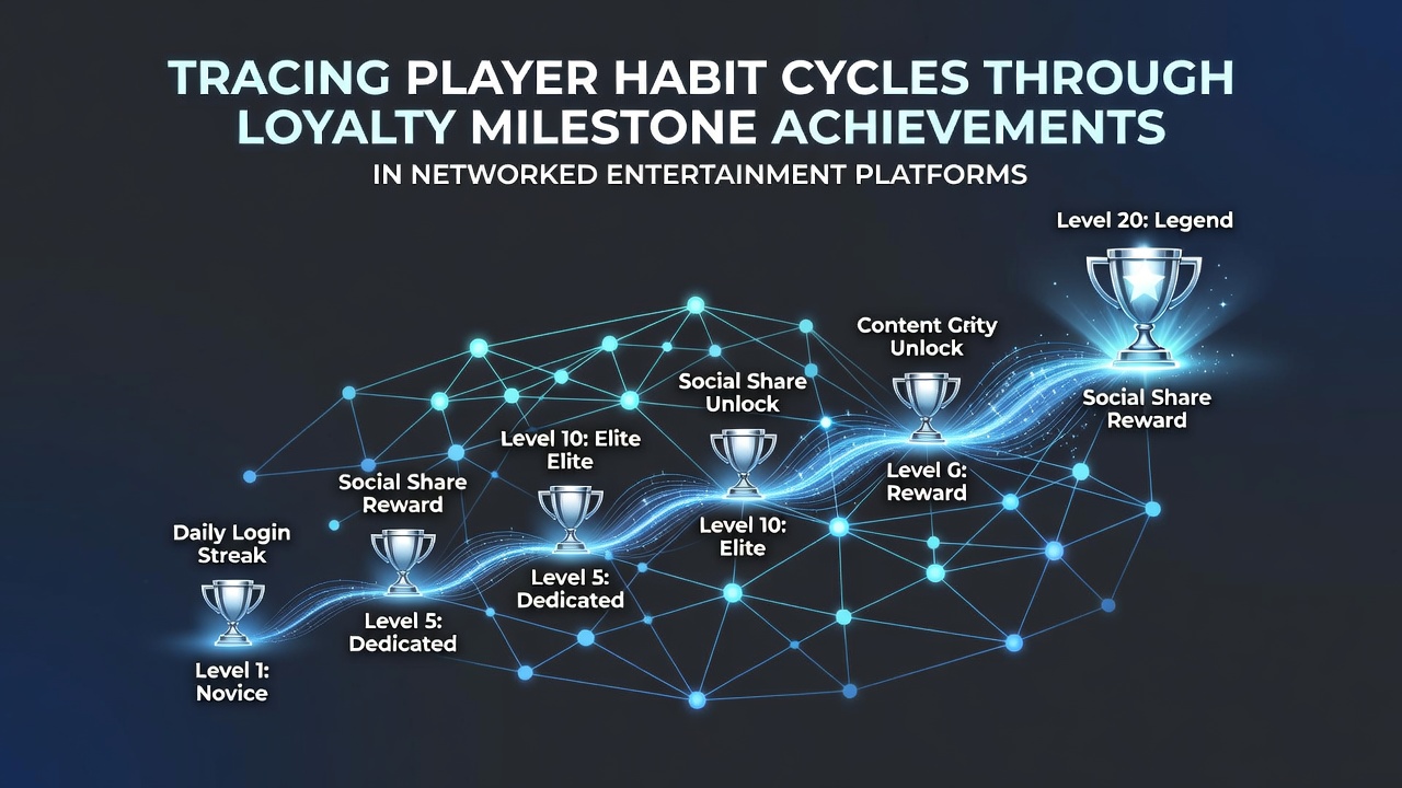 Grafiek die spelergewoontecycli en loyaliteitsniveaus visualiseert in entertainmentnetwerken